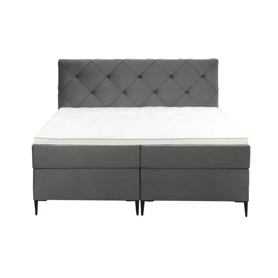 Boxspring Liv geruit - grijs - 160x200 cm - slanke poot