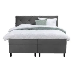 Boxspring Liv geruit - grijs - 180x200 cm - ronde poot