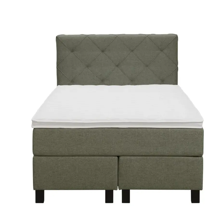 Boxspring Liv geruit - groen - 120x200 cm - vierkante poot
