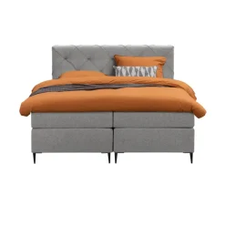 Boxspring Liv geruit - lichtgrijs - 160x200 cm - slanke poot