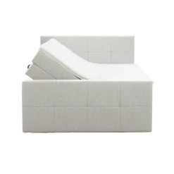 Boxspring met opbergruimte en voetbord Liv geblokt - ecru - 180x200cm