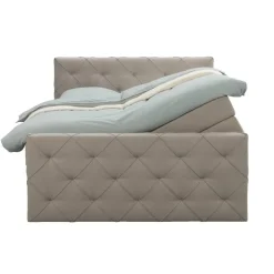 Boxspring met opbergruimte en voetbord Liv geruit - beige - 180x200cm