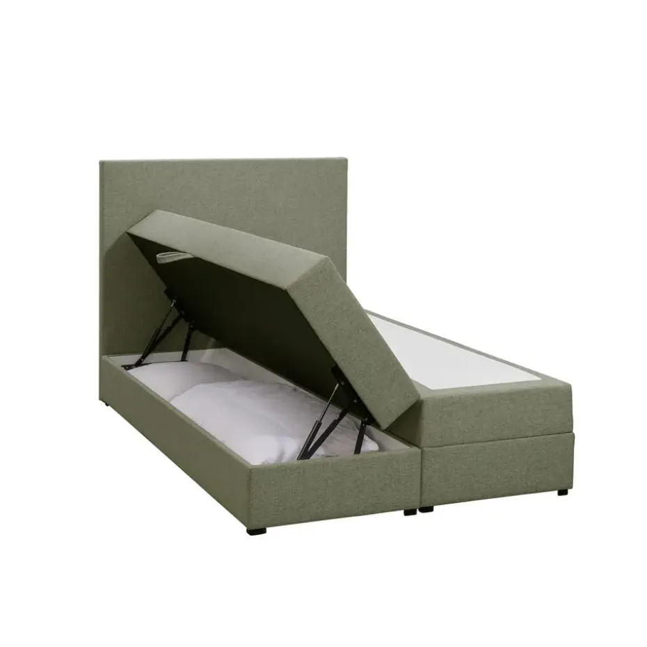 Boxspring met opbergruimte Liv egaal - groen - 120x200 cm