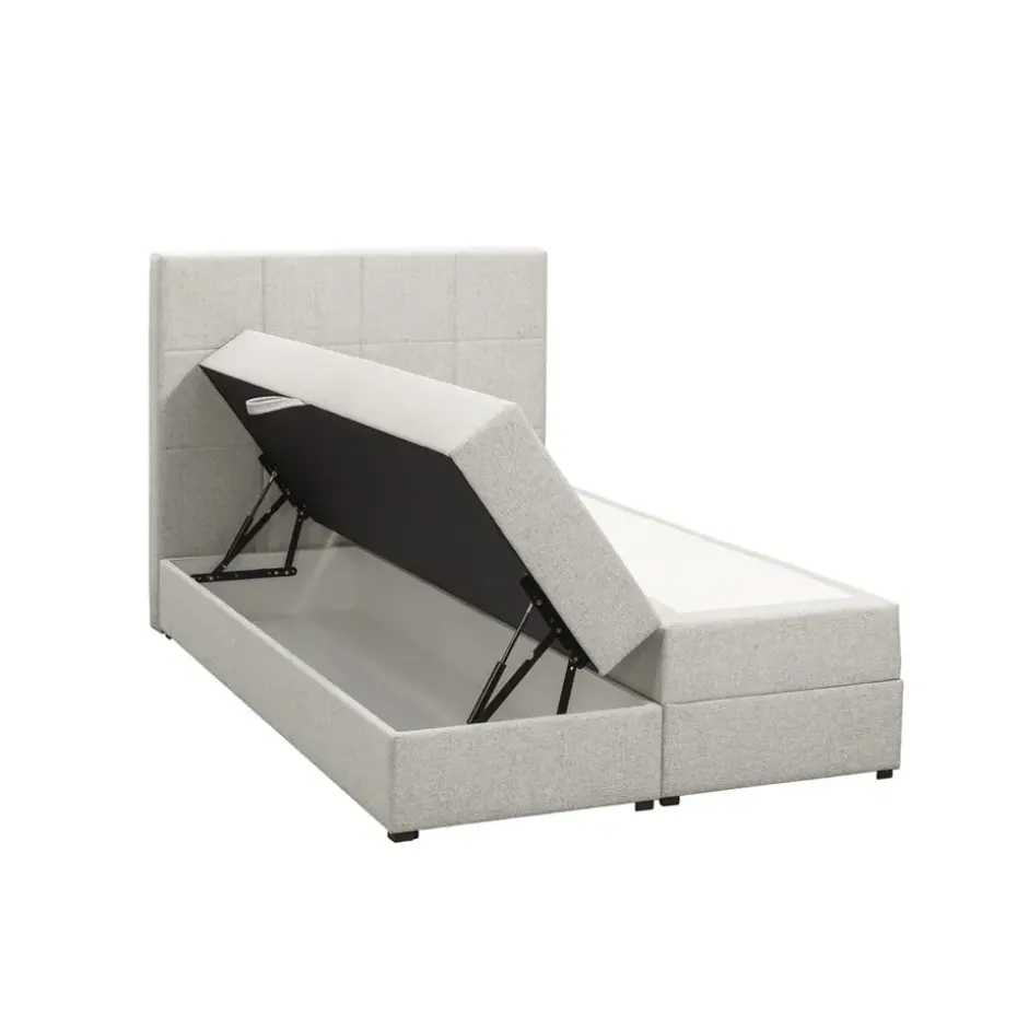 Boxspring met opbergruimte Liv geblokt - ecru - 120x200 cm