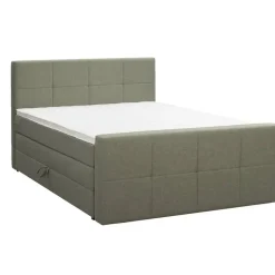 Boxspring met opbergruimte en voetbord Liv geblokt - groen - 160x200cm