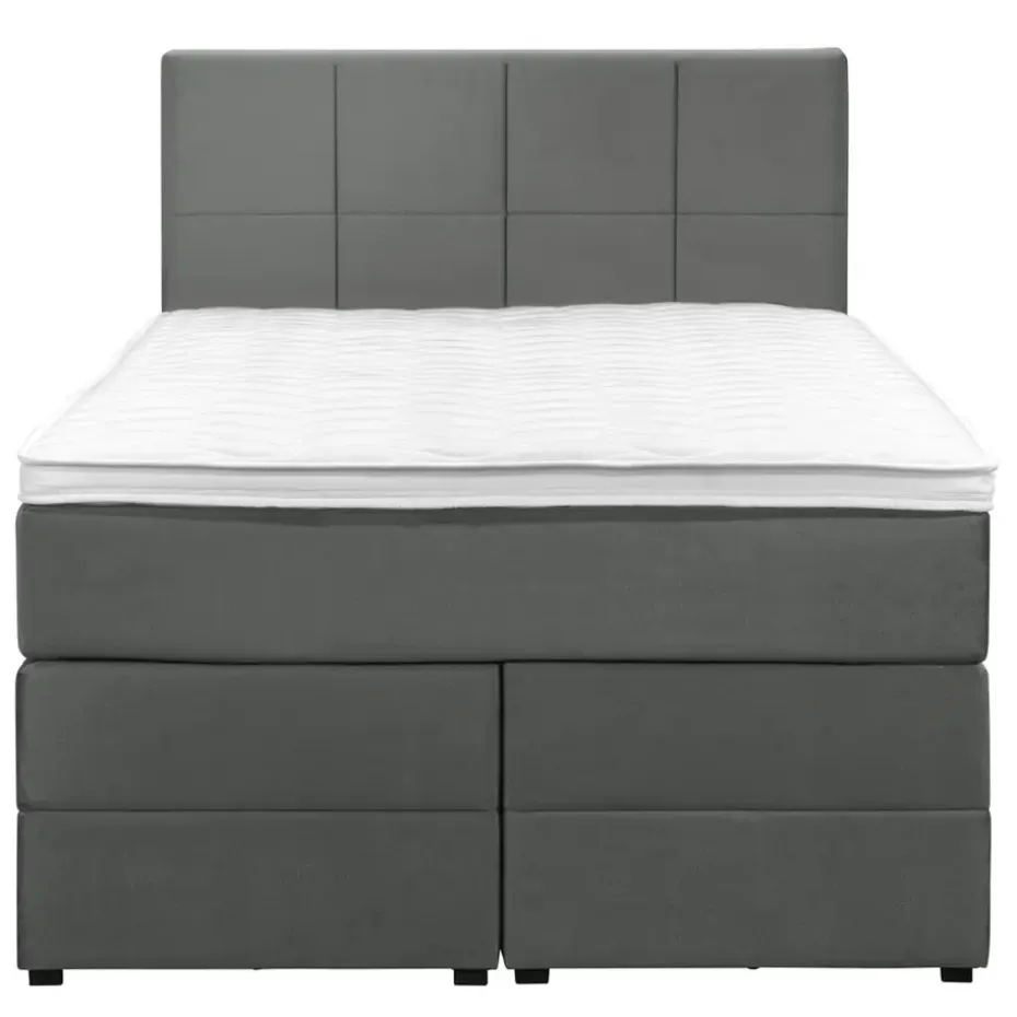 Boxspring met opbergruimte Liv geblokt - grijs - 120x200 cm
