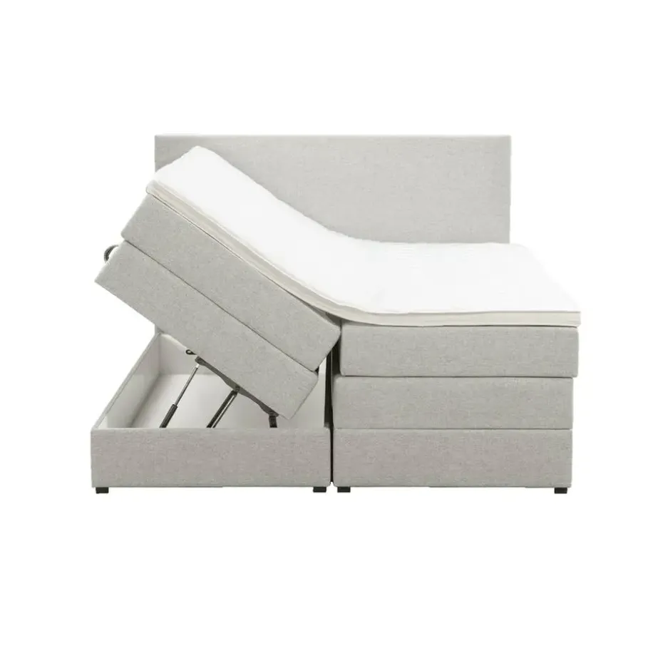 Boxspring met opbergruimte Liv egaal - ecru - 160x200 cm