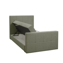Boxspring met opbergruimte en voetbord Liv geblokt - groen - 120x200cm