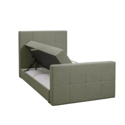 Boxspring met opbergruimte en voetbord Liv geblokt - groen - 120x200cm