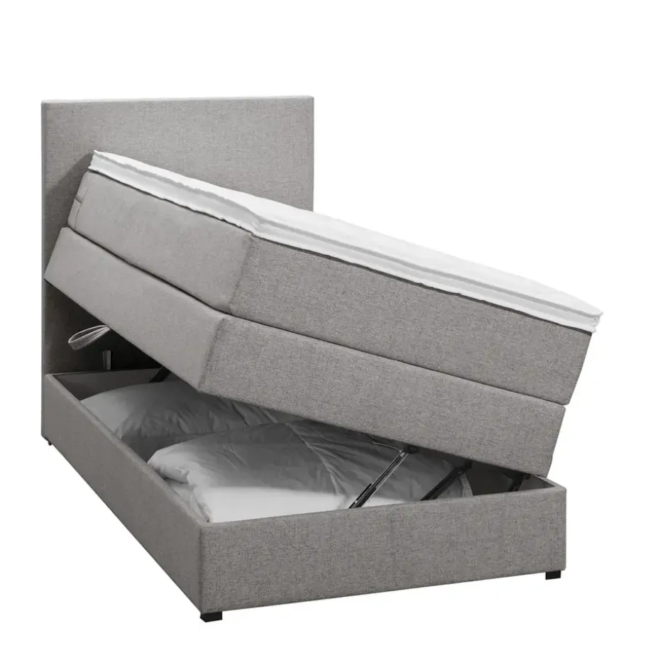 Boxspring met opbergruimte Liv egaal - lichtgrijs - 90x200 cm