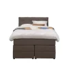 Boxspring met opbergruimte Liv geruit - donkerbruin - 120x200 cm