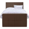 Boxspring met opbergruimte en voetbord Liv geblokt - bruin - 120x200cm