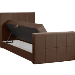 Boxspring met opbergruimte en voetbord Liv geblokt - bruin - 120x200cm