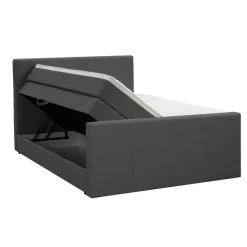Boxspring met opbergruimte en voetbord Liv geblokt - antraciet - 160x200cm