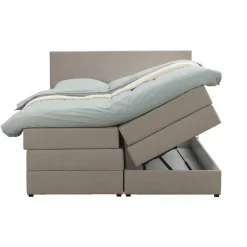 Boxspring met opbergruimte Liv egaal - beige - 140x200 cm