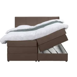 Boxspring met opbergruimte Liv geblokt - bruin - 180x200 cm