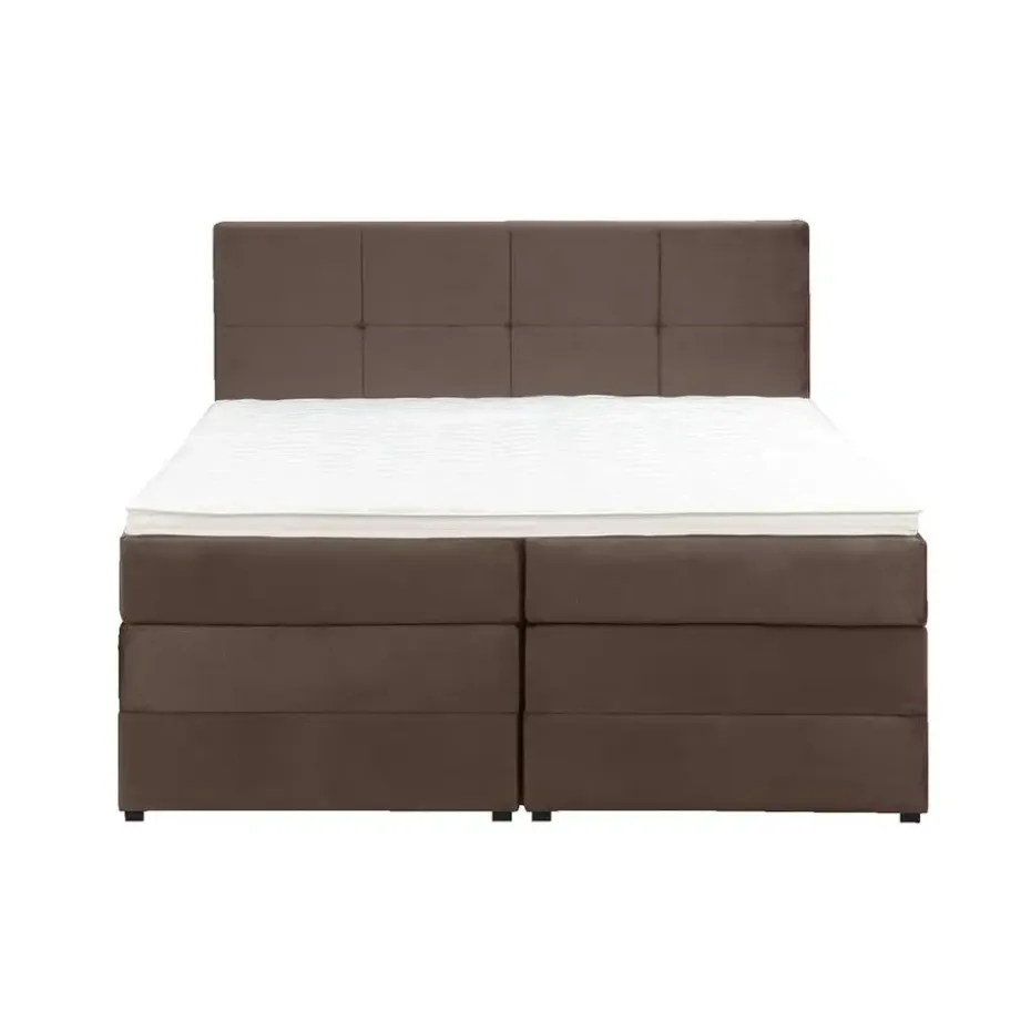 Boxspring met opbergruimte Liv geblokt - bruin - 180x200 cm