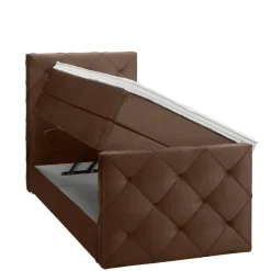 Boxspring met opbergruimte en voetbord Liv geruit - bruin - 90x200cm