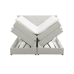 Boxspring met opbergruimte Liv geblokt - ecru - 160x200 cm