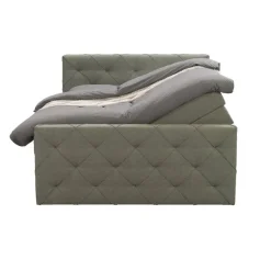 Boxspring met opbergruimte en voetbord Liv geruit - groen - 180x200cm