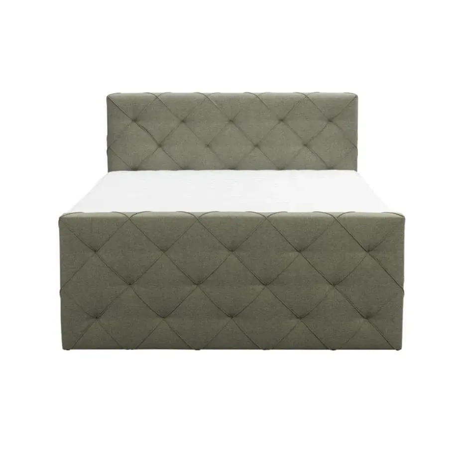 Boxspring met opbergruimte en voetbord Liv geruit - groen - 180x200cm