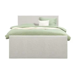 Boxspring met opbergruimte en voetbord Liv egaal - ecru - 180x200cm