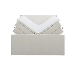Boxspring met opbergruimte en voetbord Liv egaal - ecru - 180x200cm