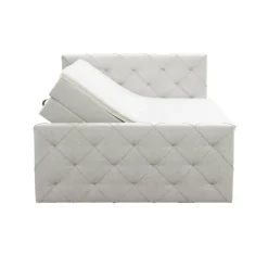 Boxspring met opbergruimte en voetbord Liv geruit - ecru - 160x200cm