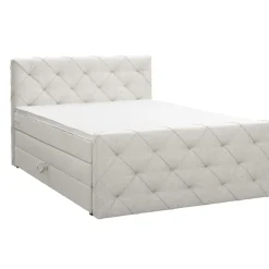 Boxspring met opbergruimte en voetbord Liv geruit - ecru - 160x200cm
