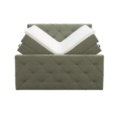 Boxspring met opbergruimte en voetbord Liv geruit - groen - 140x200cm