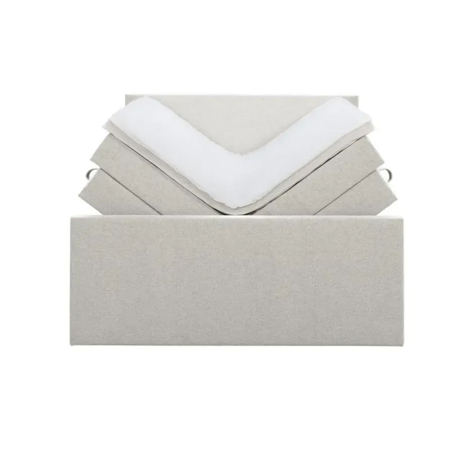 Boxspring met opbergruimte en voetbord Liv egaal - ecru - 160x200cm