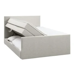 Boxspring met opbergruimte en voetbord Liv egaal - ecru - 160x200cm