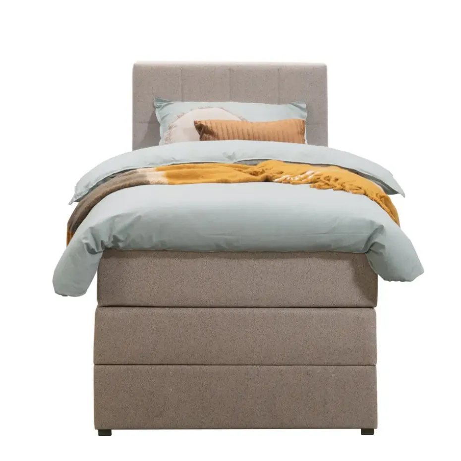 Boxspring met opbergruimte Liv geblokt - beige - 90x200 cm