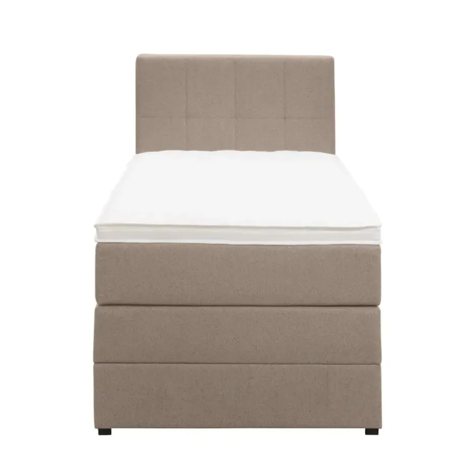 Boxspring met opbergruimte Liv geblokt - beige - 90x200 cm