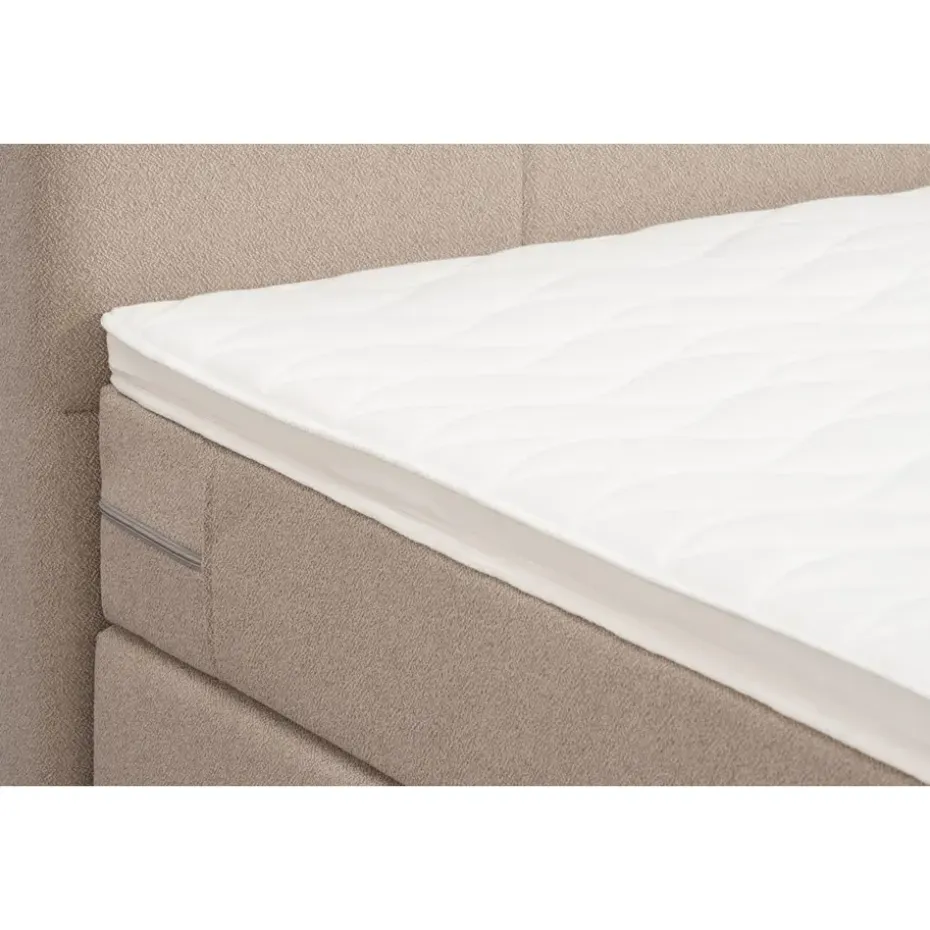 Boxspring met opbergruimte Liv geblokt - beige - 90x200 cm