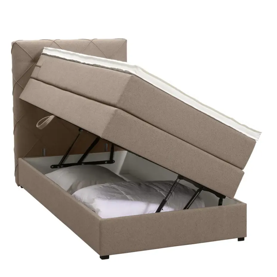 Boxspring met opbergruimte Liv geruit - beige - 90x200 cm