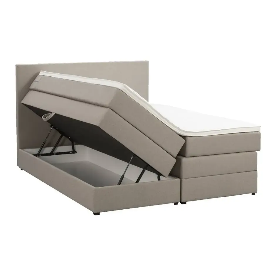 Boxspring met opbergruimte Liv egaal - beige - 180x200 cm