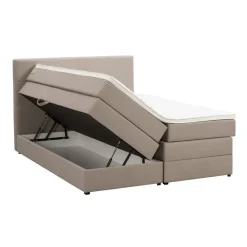 Boxspring met opbergruimte Liv geblokt - beige - 180x200 cm