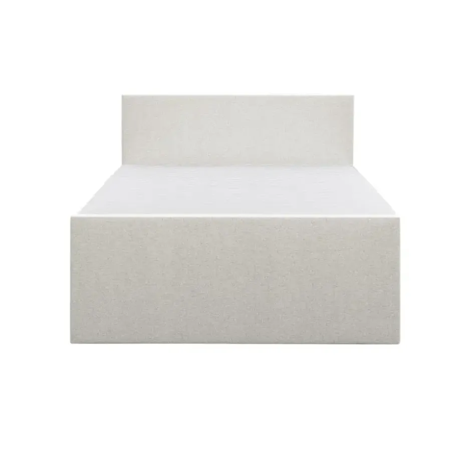 Boxspring met opbergruimte en voetbord Liv egaal - ecru - 140x200cm