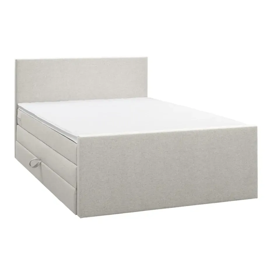 Boxspring met opbergruimte en voetbord Liv egaal - ecru - 140x200cm