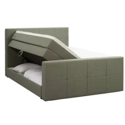 Boxspring met opbergruimte en voetbord Liv geblokt - groen - 180x200cm