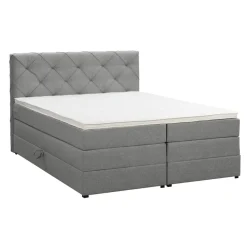 Boxspring met opbergruimte Liv geruit - lichtgrijs - 160x200 cm