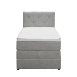 Boxspring met opbergruimte Liv geruit - lichtgrijs - 90x200 cm