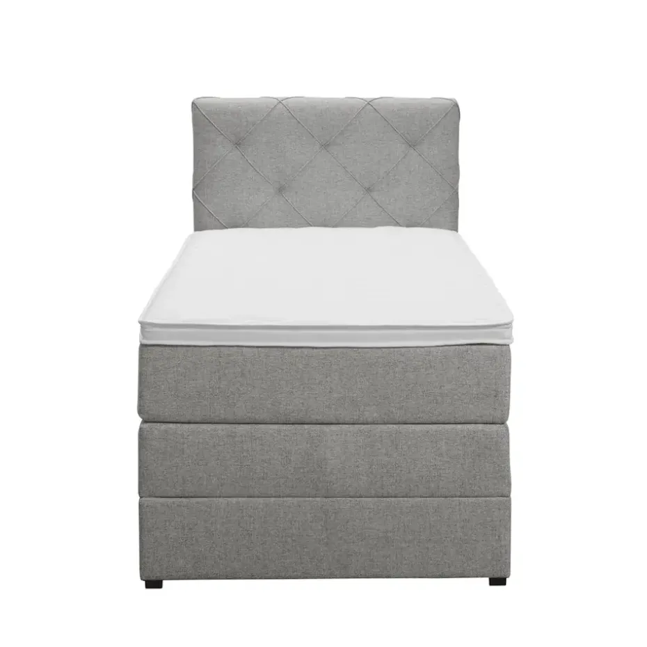 Boxspring met opbergruimte Liv geruit - lichtgrijs - 90x200 cm