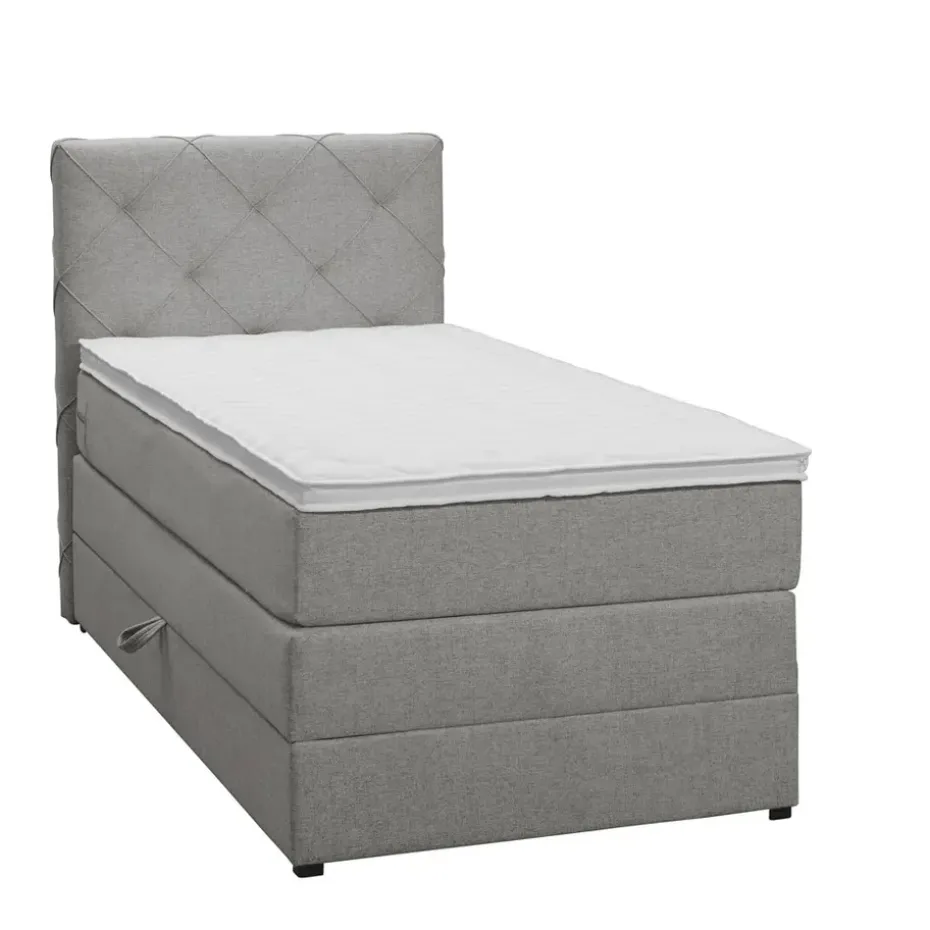 Boxspring met opbergruimte Liv geruit - lichtgrijs - 90x200 cm