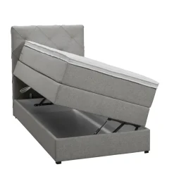 Boxspring met opbergruimte Liv geruit - lichtgrijs - 90x200 cm