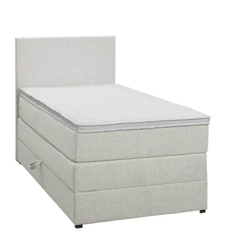 Boxspring met opbergruimte Liv egaal - ecru - 90x200 cm