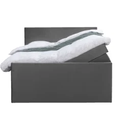 Boxspring met opbergruimte en voetbord Liv egaal - grijs - 140x200cm