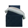 Boxspring met opbergruimte en voetbord Liv geruit - blauw - 90x200cm