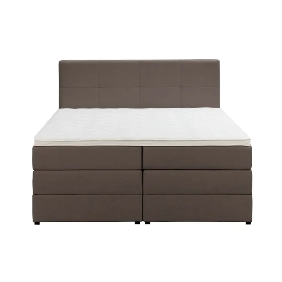 Boxspring met opbergruimte Liv geblokt - donkerbruin - 180x200 cm
